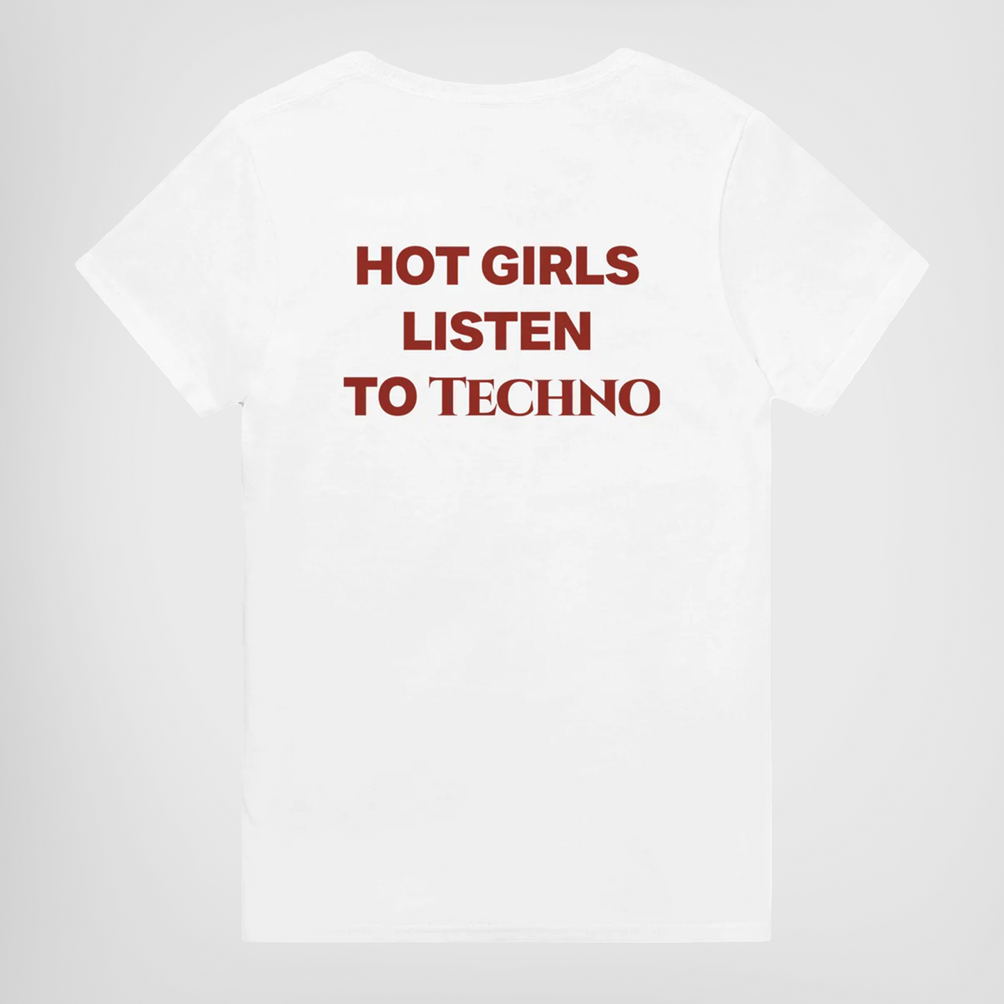 hot girls listen to techno t-shirt white. By FRASED. Unisex heavy cotton tee with a crew neckline and graphic screen print, made from 100% cotton, featuring a classic fit and tear-away label for comfort.