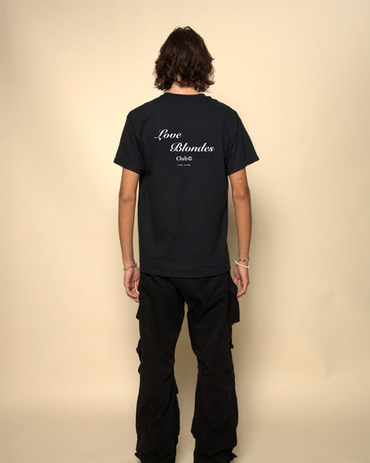love blondes club t-shirt black. By FRASED. Unisex heavy cotton tee with a crew neckline and graphic screen print, made from 100% cotton, featuring a classic fit and tear-away label for comfort.