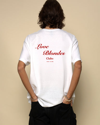 love blondes club t-shirt white. By FRASED. Unisex heavy cotton tee with a crew neckline and graphic screen print, made from 100% cotton, featuring a classic fit and tear-away label for comfort.