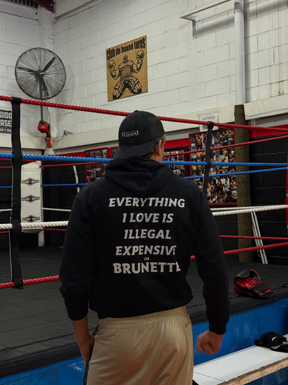 EVERYTHING I LOVE IS ILLEGAL EXPENSIVE OR BRUNETTE - HOODIE