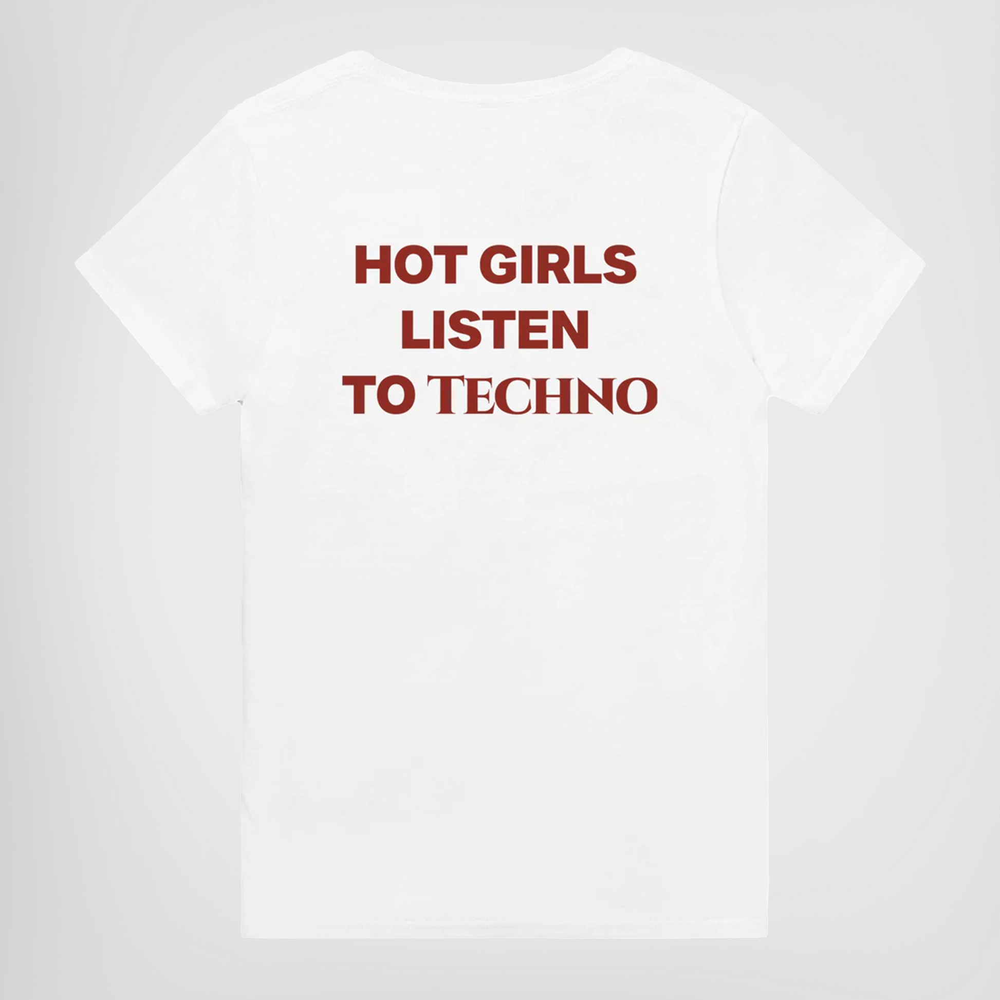 hot girls listen to techno t-shirt white. By FRASED. Unisex heavy cotton tee with a crew neckline and graphic screen print, made from 100% cotton, featuring a classic fit and tear-away label for comfort.
